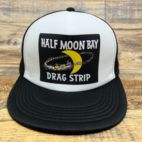 Unbranded Other - Half Moon Bay Drag Strip Mens Trucker Hat Black Snapback Vintage 1942 Racing